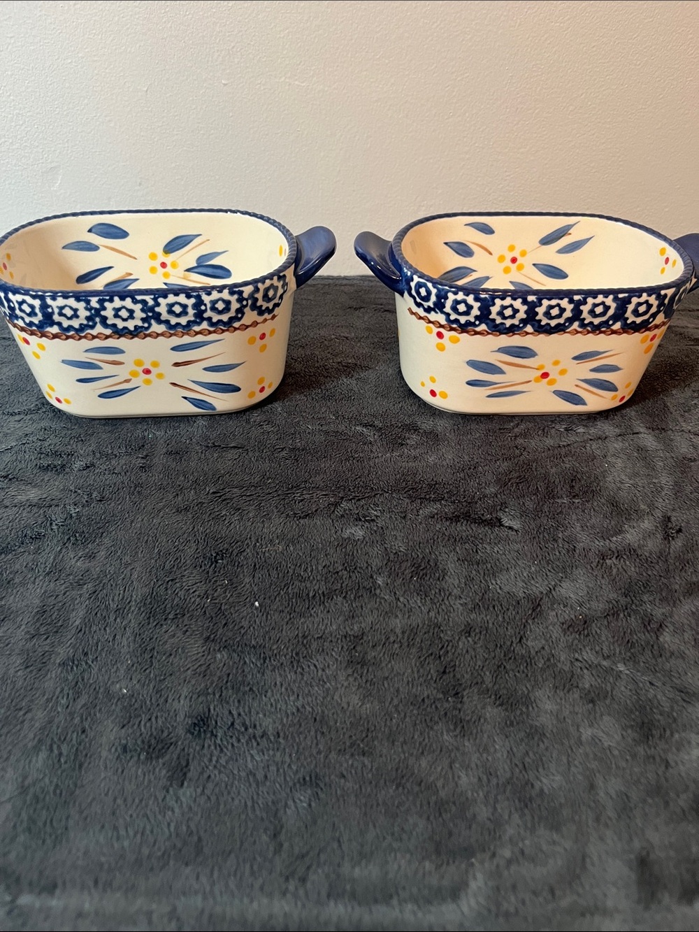 Temp-tations Hand-Painted Ceramic Baking Dishes Old World kitchen blue set of 2